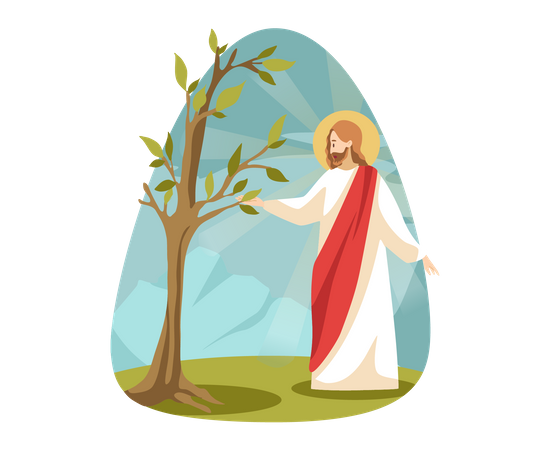 Jesus with plant  Illustration