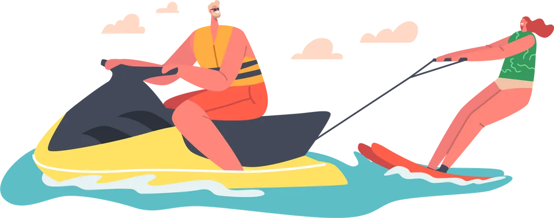 Sport extrême de jet ski nautique  Illustration