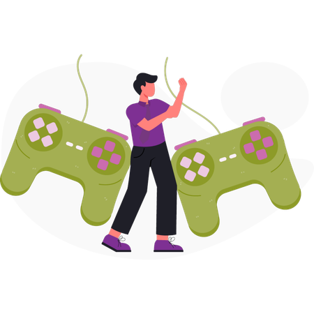 Jeu d'arcade sur manette de jeu pour smartphone  Illustration