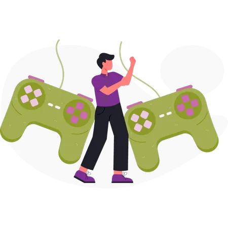 Jeu d'arcade sur manette de jeu pour smartphone  Illustration