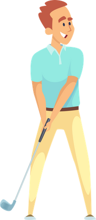 Un homme joue au golf  Illustration