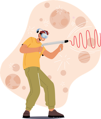 Jeu de jeu masculin en VR  Illustration