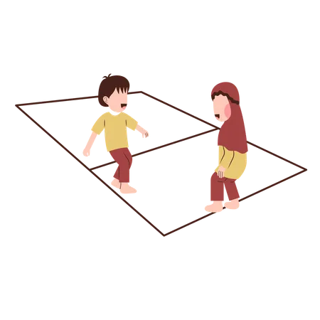 Enfants jouant au jeu de pied  Illustration