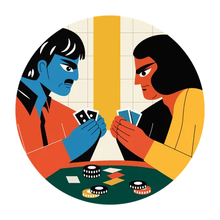 Jeux d'argent, jeux de hasard, poker, casino, jeu de cartes  Illustration