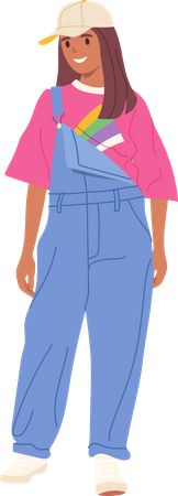 Jeune adolescente portant des vêtements décontractés des années 90  Illustration