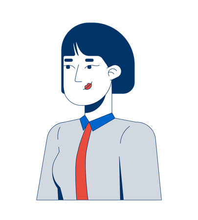 Jeune femme professionnelle asiatique aux cheveux noirs courts  Illustration