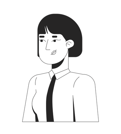 Jeune femme professionnelle asiatique aux cheveux noirs courts  Illustration