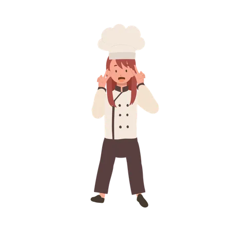 Jeune chef avec signe de la main de paix  Illustration