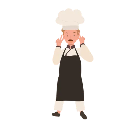 Jeune chef avec signe de la main de paix  Illustration