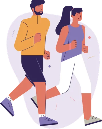 Jeune couple va faire du jogging  Illustration