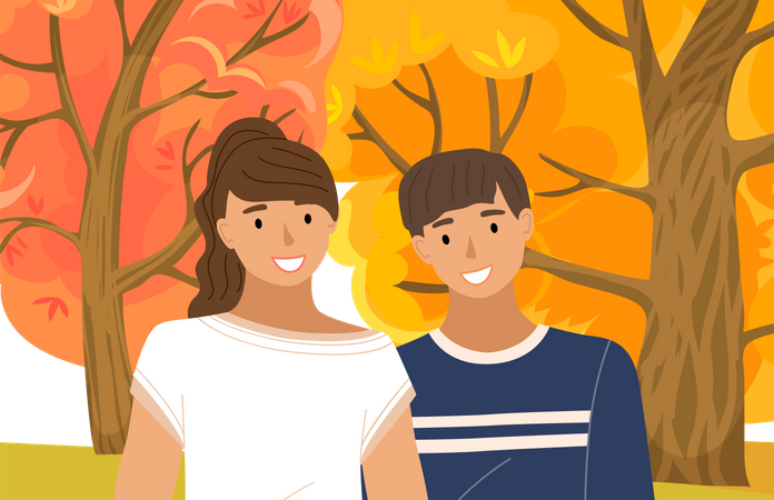 Jeune couple amoureux  Illustration