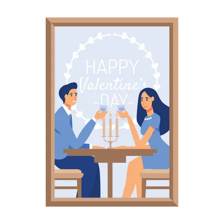 Jeune couple appréciant un dîner aux chandelles le jour de la Saint-Valentin  Illustration