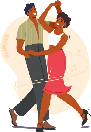 Jeune couple dansant la danse Bachata  Illustration