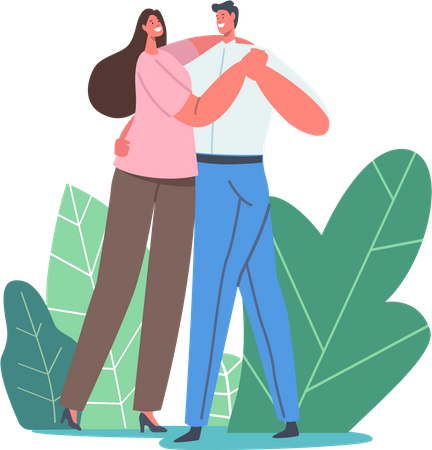 Jeune couple dansant la valse  Illustration