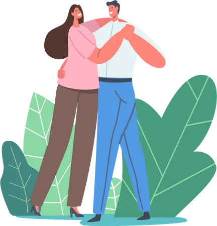 Jeune couple dansant la valse  Illustration