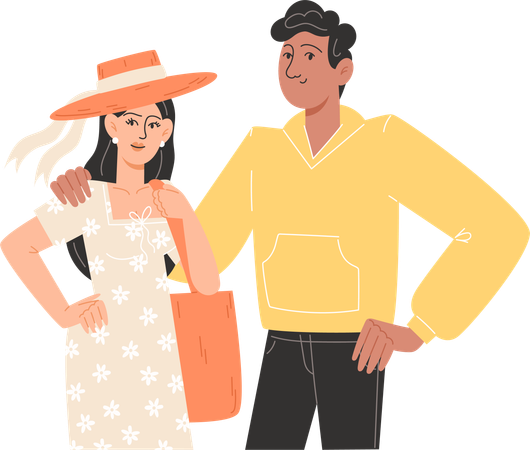 Jeune couple debout ensemble  Illustration