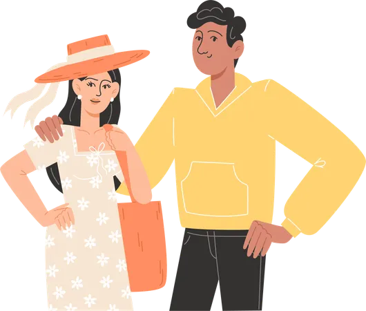 Jeune couple debout ensemble  Illustration