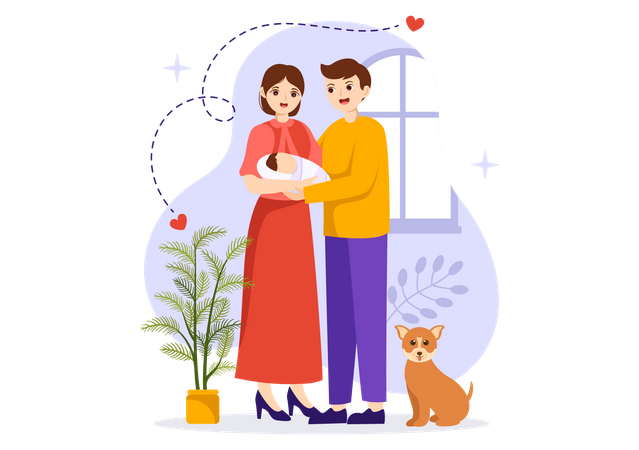 Jeune couple debout ensemble  Illustration