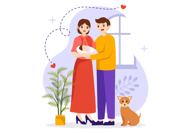 Jeune couple debout ensemble  Illustration