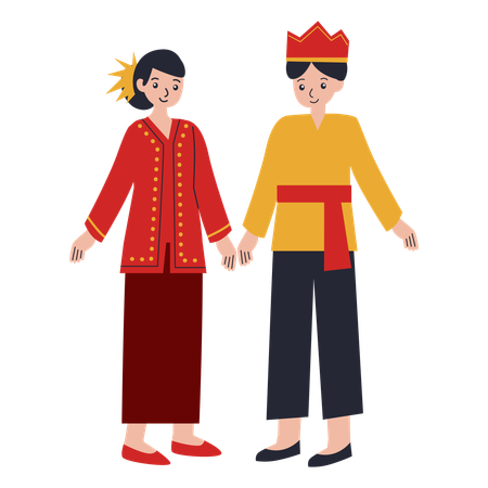 Jeune couple en robe Sulawesi Utara  Illustration