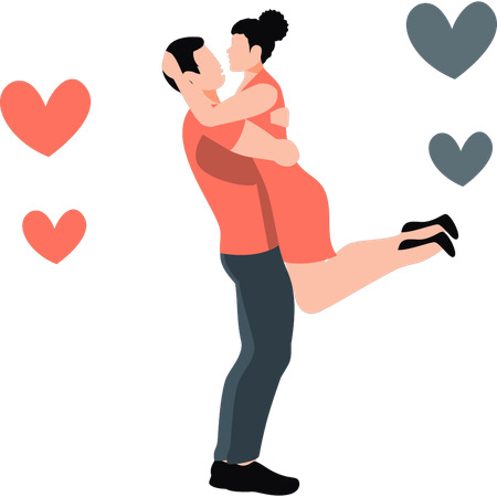 Jeune couple en train de faire des romances  Illustration