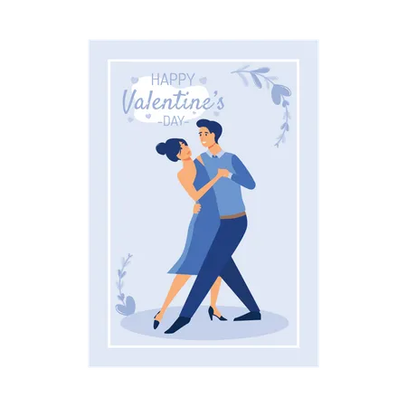 Jeune couple faisant de la danse le jour de la Saint-Valentin  Illustration