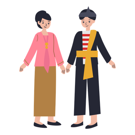 Jeune couple portant Java Est  Illustration