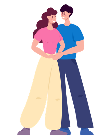 Jeune couple romantique en rendez-vous  Illustration