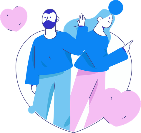 Jeune couple s'aimant  Illustration