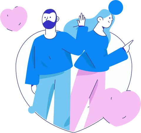 Jeune couple s'aimant  Illustration