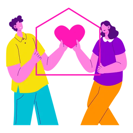 Jeune couple vivant ensemble  Illustration