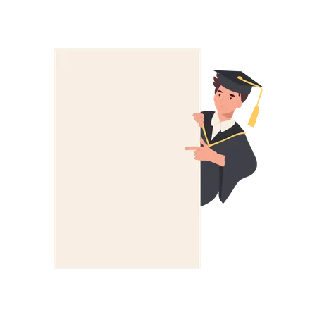 Jeune diplômé avec panneau de signalisation  Illustration