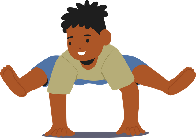 Jeune enfant pratiquant le yoga cultivant l'équilibre  Illustration