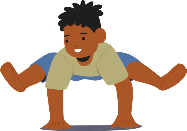 Jeune enfant pratiquant le yoga cultivant l'équilibre  Illustration