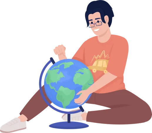 Jeune étudiant avec globe  Illustration