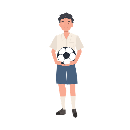 Jeune étudiant thaïlandais avec football  Illustration