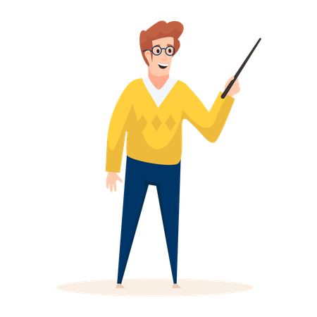 Jeune expert en marketing professionnel donnant des instructions  Illustration