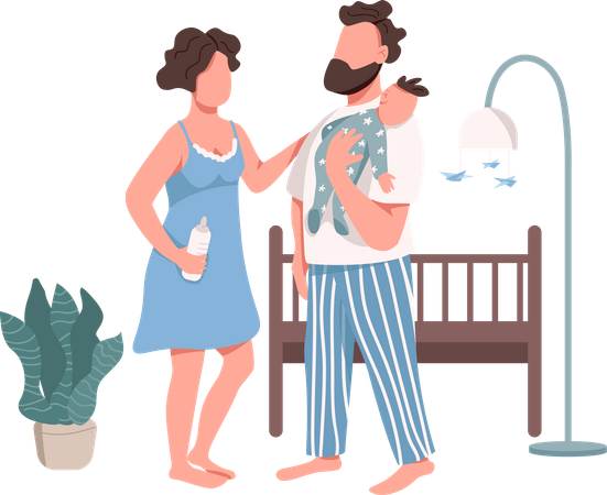 Jeune famille avec bébé  Illustration