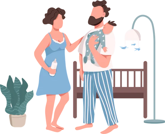 Jeune famille avec bébé  Illustration