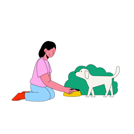 Jeune chien d'alimentation femelle  Illustration