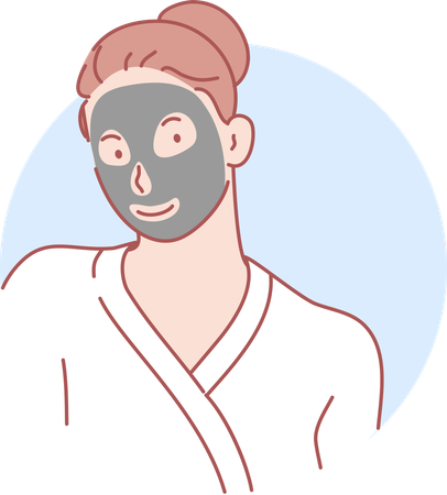 Jeune femme appliquant un masque facial  Illustration