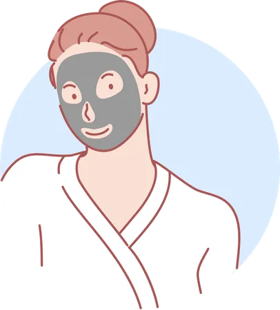 Jeune femme appliquant un masque facial  Illustration