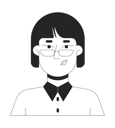 Jeune employée de bureau asiatique avec des lunettes  Illustration