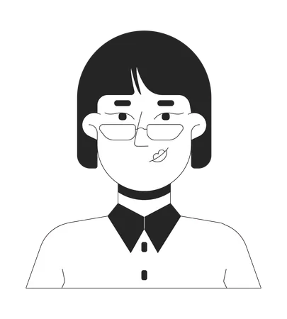 Jeune employée de bureau asiatique avec des lunettes  Illustration