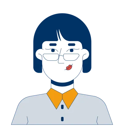 Jeune employée de bureau asiatique avec des lunettes  Illustration