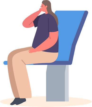 Jeune femme assise sur une chaise dans les transports publics  Illustration