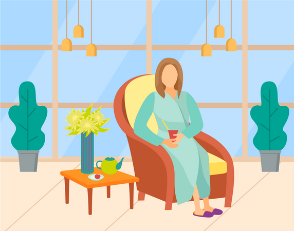 Jeune femme attendant un service de spa  Illustration