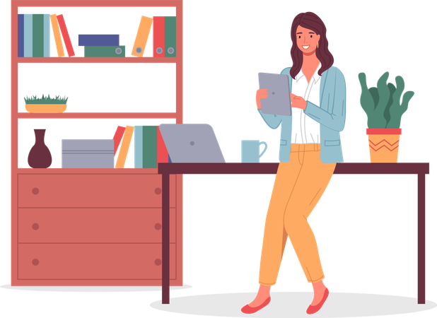 Jeune femme au bureau  Illustration