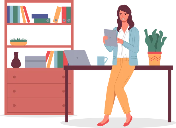 Jeune femme au bureau  Illustration