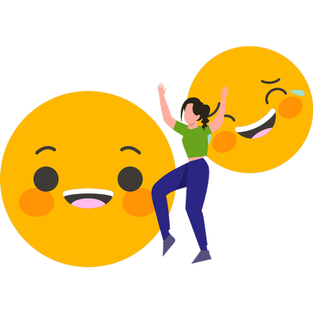 Jeune femme avec emoji  Illustration